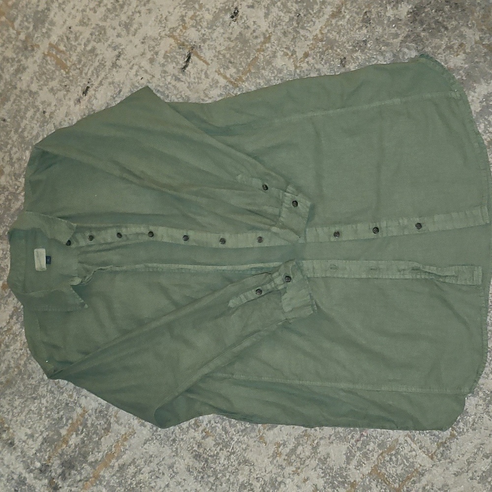 Universal Thread Cotton Linen Green Button-Up Shirt Dress XXL - Picture 4 of 12